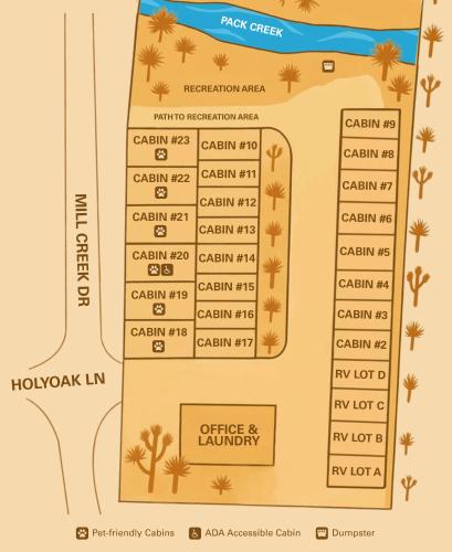 a map of the menu of a restaurant at Moab Rim Cabin #16 in Moab