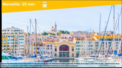 a picture of a city with boats in a harbor at "LaCigaleDeNiolon", Vue Mer à 180 & Terrasse, Plage à 50m, Wi-Fi & Netflix in Le Rove