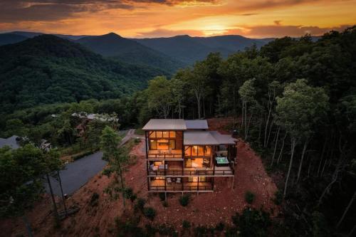 an aerial view of a house in the mountains at Big Sky - Best Views in Blue Ridge in Epworth