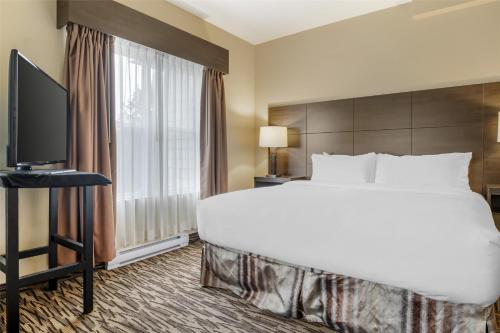 a hotel room with a large bed and a television at Best Western Plus Bridgewater Hotel & Convention Centre in Bridgewater