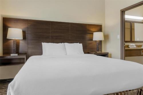 a bedroom with a large white bed and two lamps at Best Western Plus Bridgewater Hotel & Convention Centre in Bridgewater