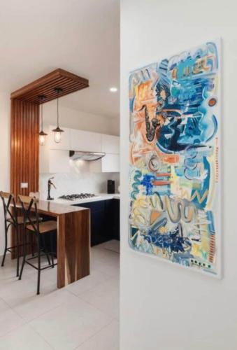 Η κουζίνα ή μικρή κουζίνα στο UNIQ Condo Viñedos del Mar, Valle de Guadalupe
