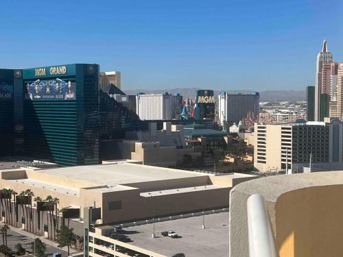 a view of a city with tall buildings at Mgm 1 Bedroom Balcony And Or Studio Luxury Suites in Las Vegas