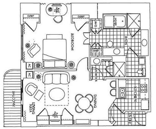 a black and white floor plan of a house at Mgm 1 Bedroom Balcony And Or Studio Luxury Suites in Las Vegas