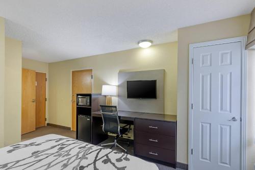 a bedroom with a bed and a desk and a television at Sleep Inn Denver Tech Center in Greenwood Village