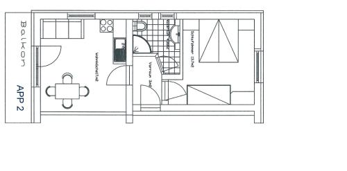 a floor plan of a small apartment at Michi's Appartements in Gerlos