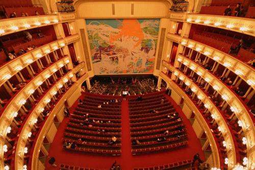 an aerial view of an auditorium of a theatre at Stylish Designer Apartment at the Center of Vienna Naschmarkt in Vienna
