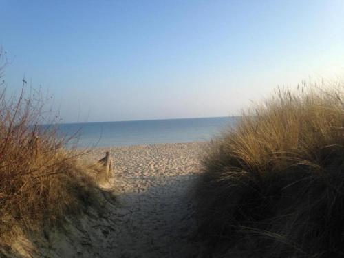 a path to the beach with the ocean in the background at Ferienwohnung Odessa in Zinnowitz