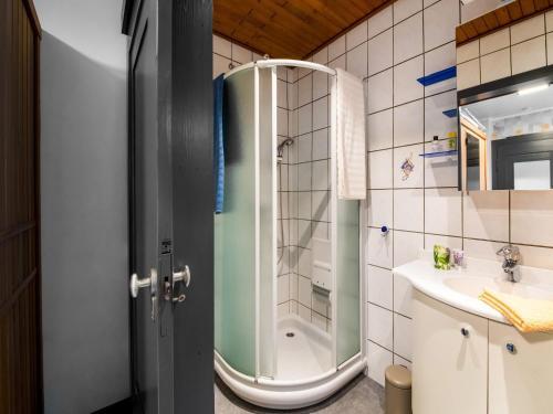 a bathroom with a shower and a sink at Holiday Home in Bullingen with Garden in Bullange