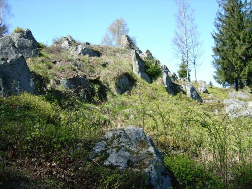 a pile of rocks on a grassy hill at Ferienhaus in der Nähe der Skipiste in Stadlern