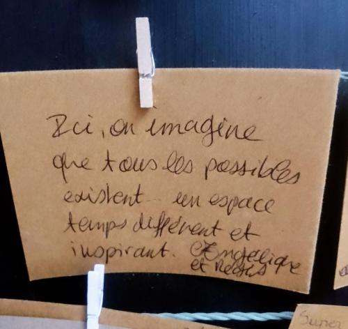 a piece of paper with writing on it at Terre Sauvage Baie de Somme in Abbeville