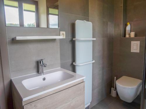a small bathroom with a sink and a toilet at Holiday Home in Gouvy Ardennes with Sauna in Rogery