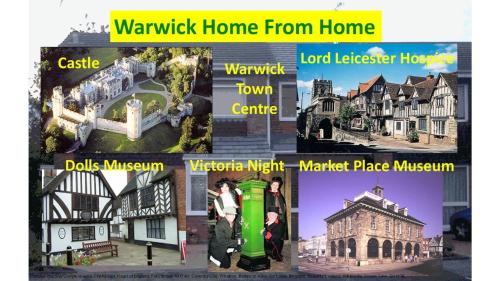 a collage of pictures of houses and buildings at Warwick Home From Home in Warwick