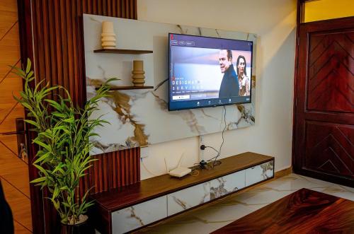 Modern apartment with Balcony, Kampalaにあるテレビまたはエンターテインメントセンター