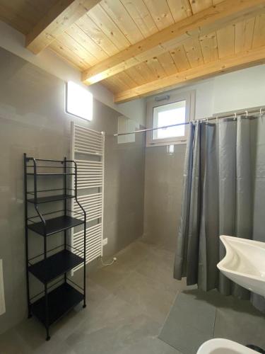 a bathroom with a sink and a shower at Chalet Marghe 2 in Rovetta