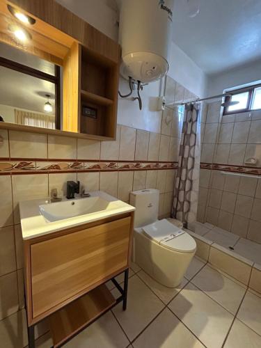 a bathroom with a sink and a toilet at Las Torrecitas in Carhuaz