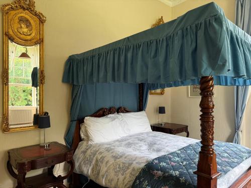 a bedroom with a bed with a canopy at Shannon River House & Gardens in Limerick