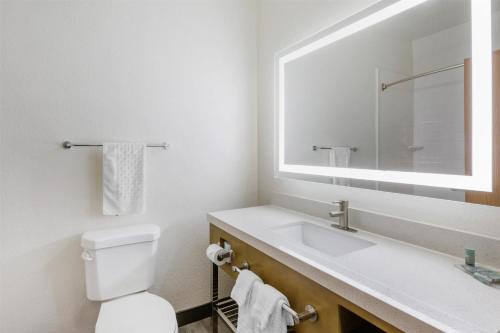 a bathroom with a sink and a toilet and a mirror at Best Western Inn of Payson in Payson