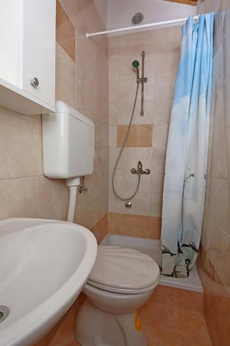 a bathroom with a toilet and a shower at Apartments with parking space Lopar, Rab - 24617 in Lopar