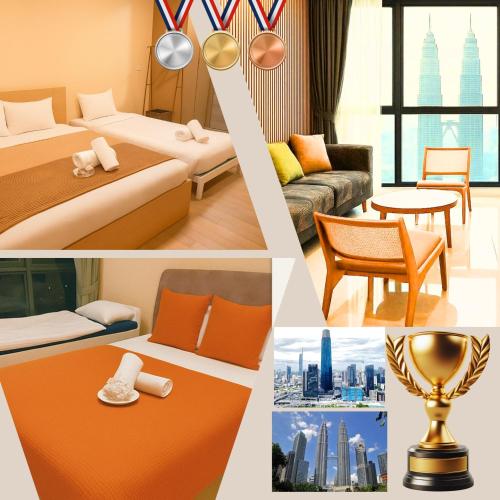 Katil atau katil-katil dalam bilik di Golden New Nest INN 金巢新旅居!!near THE Exchange TRX & Bukit Bintang & Pavilion & Suria KLCC!!Agile luxury suites