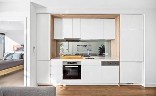 Η κουζίνα ή μικρή κουζίνα στο Bayview apartments Geelong city centre