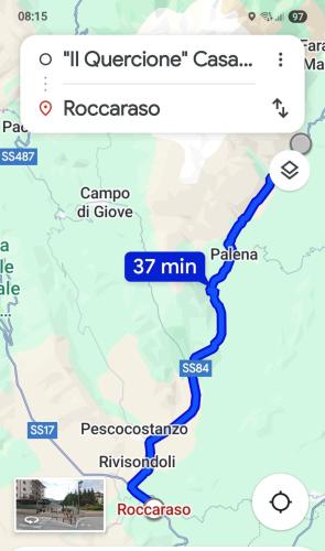 a map of the route of the trainurrency with aurrency at "Il Quercione" Room With SpA in Lama Di Peligni