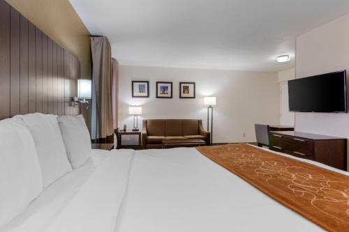 a hotel room with a large bed and a television at Comfort Suites Tucson near Sabino Canyon in Tucson