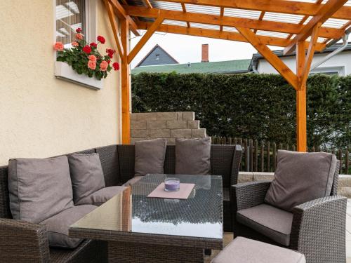 Χώρος καθιστικού στο Ferienwohnung mit Kamin in Thale-Friedrichsbrunn