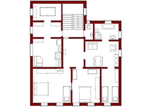 a floor plan of a house at Gruppenhaus mit Sauna bis zu 18 Personen in Treuen