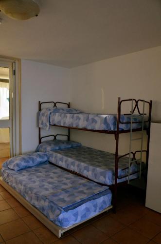 two bunk beds sitting in a room with a wall at Casa delle Onde in San Vito
