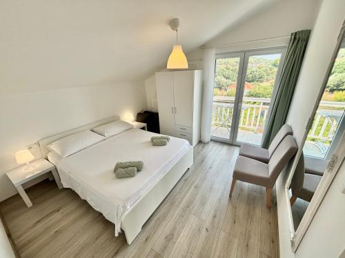 Ένα ή περισσότερα κρεβάτια σε δωμάτιο στο Seaview apartment Sara