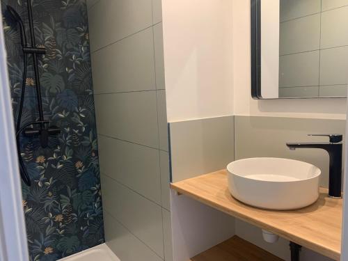 a bathroom with a sink and a shower at Magnifique appartement proche de la plage in Hyères