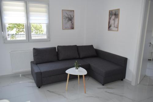 a living room with a couch and a table at Casa Elia AXD in Alexandroupoli
