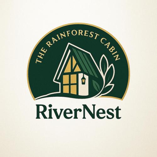 a logo for the rainforest cleanup river nest at Rainforest cabin in Deniyaya