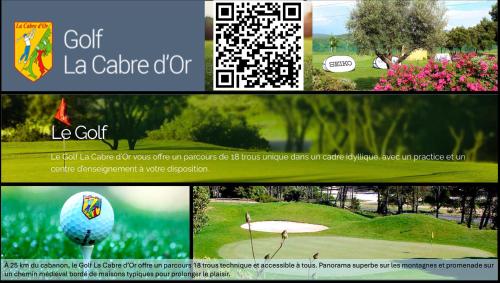 a collage of pictures of a golf course with a golf ball at "LaCigaleDeNiolon", Vue Mer à 180 & Terrasse, Plage à 50m, Wi-Fi & Netflix in Le Rove