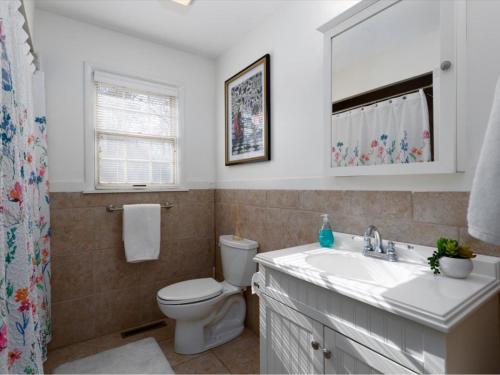 OxfordにあるWillows Dreamのトイレと洗面台を備えた白いバスルーム