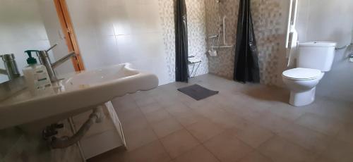 un bagno con un water bianco e un lavandino di Mas Solana a Huércal-Overa