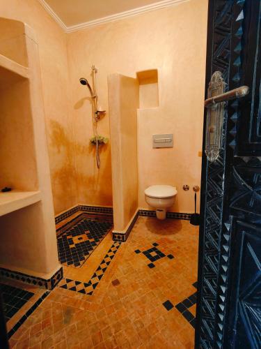 a bathroom with a toilet and a shower at Riad Noor in Agadir