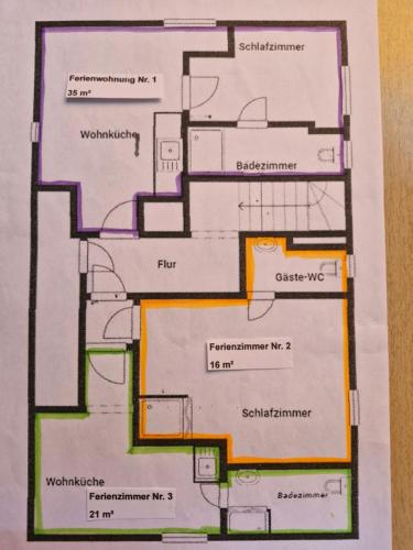 a drawing of a floor plan of a house at Birkenstübchen in Lautenthal