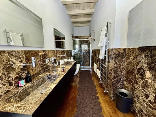 マッゼオにあるVilla Incanto di Mareの広いバスルーム(シンク、シャワー付)