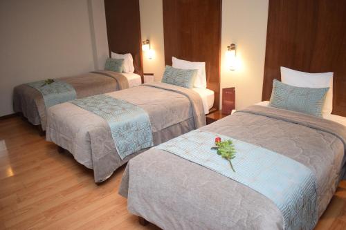 Postel nebo postele na pokoji v ubytování Miculla Hotel