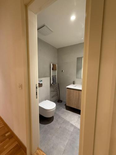 a bathroom with a toilet and a sink and a tub at Belgrade Waterfront apartments in Belgrade