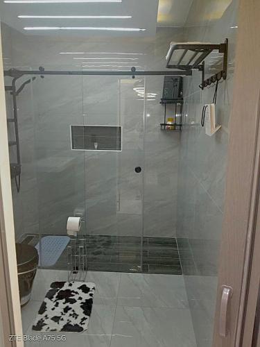 a shower with a glass door in a bathroom at apartamento en santo domingo cerca de la embajada in Santo Domingo