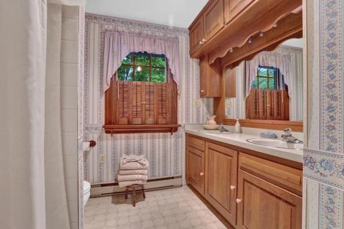 Un baño con lavabo y ventana. en Spacious Antique Charm Home by Leavetown Vacations, en Columbia
