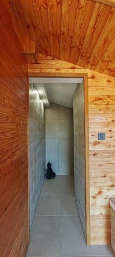 a hallway in a room with a wooden ceiling at CaSa ViTo Kumrovec 