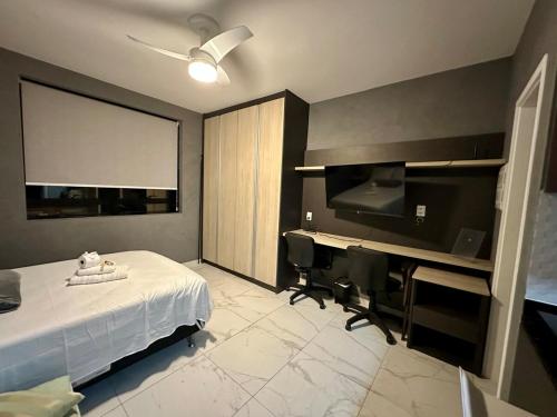 Ένα ή περισσότερα κρεβάτια σε δωμάτιο στο Selenita complet apartment with leisure