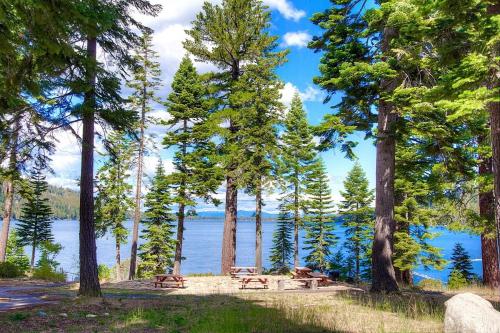 a picnic area with a view of a lake at COH1444 - Fallen Leaf Relief home in Fallen Leaf