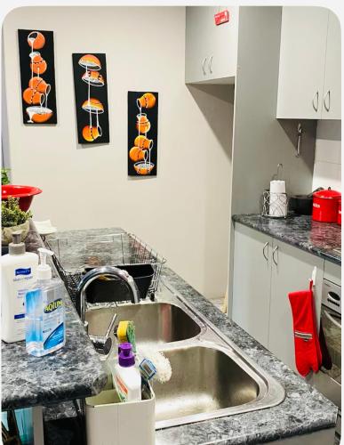 a kitchen with a sink and a counter top at Nyumbani place that means home in Sydney