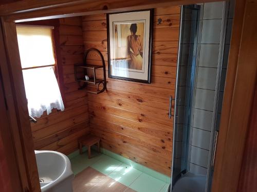 łazienka z toaletą i umywalką w obiekcie Mazur House Bogaczewo w mieście Bogaczewo