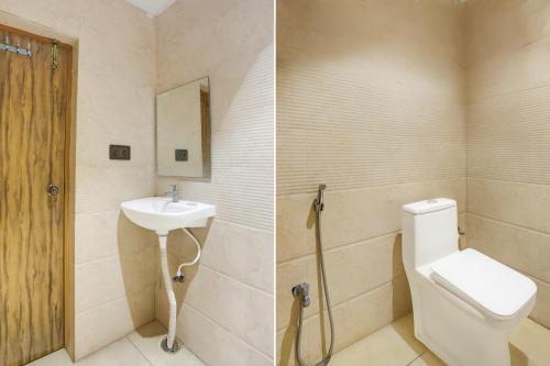 a bathroom with a toilet and a sink at Hotel O Ananthpur Formerly TR Residency in Anantapur